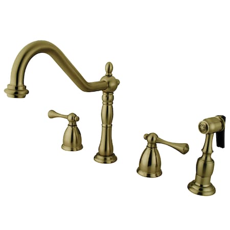 Kingston Brass Widespread Kitchen Faucet, Antique Brass KB1793BLBS